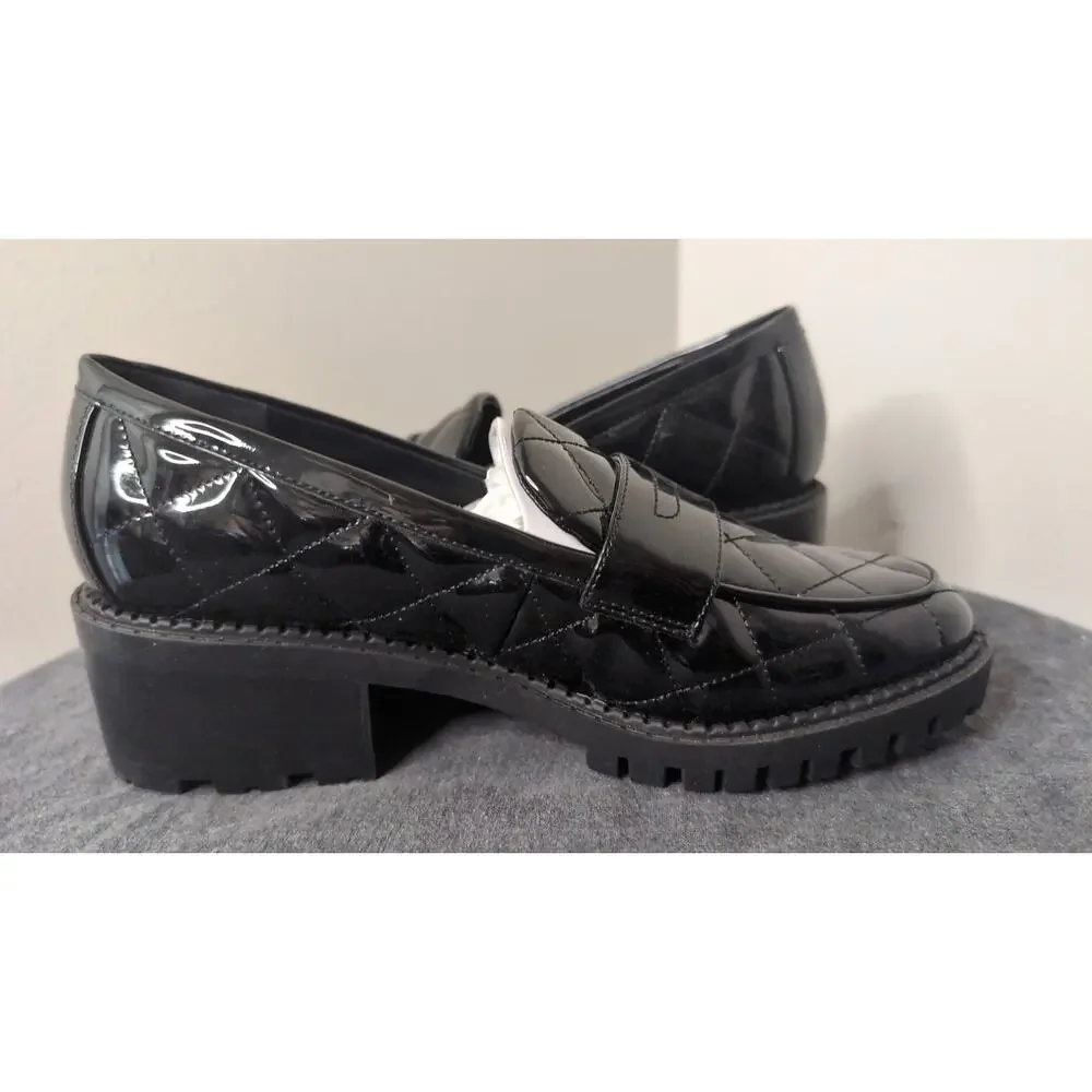 Marc Fisher Quilted Patent Chunky Loafers Womens 7 NWOT